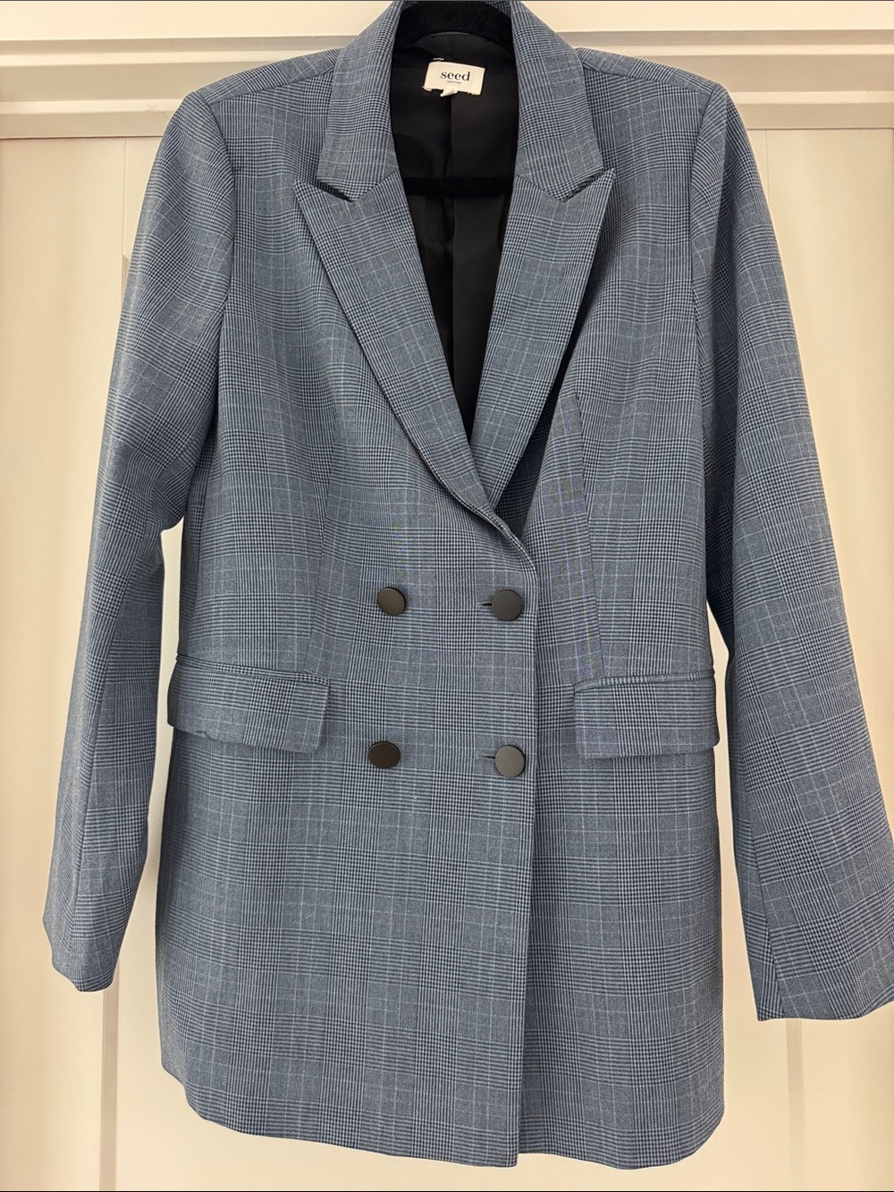 Seed Heritage Light Blue Glen Plaid Double-Breasted Blazer & Pant Suit